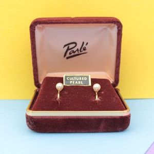 Vintage 5mm Cultured Pearl 14K Overlay Earrings